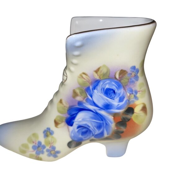 Antique Hand-Painted Nippon Boot Vase With Floral Pattern - Picture 10 of 12